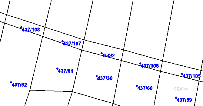 Parcela st. 150/2 v KÚ Hradešice, Katastrální mapa