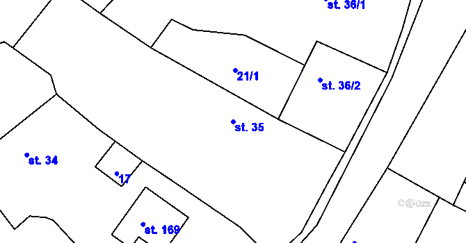 Parcela st. 35 v KÚ Hradešice, Katastrální mapa