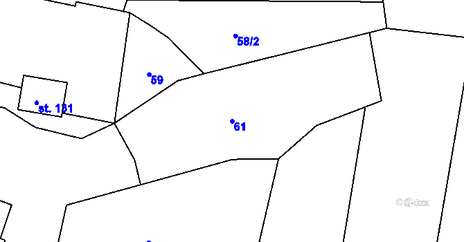 Parcela st. 61 v KÚ Hradešice, Katastrální mapa