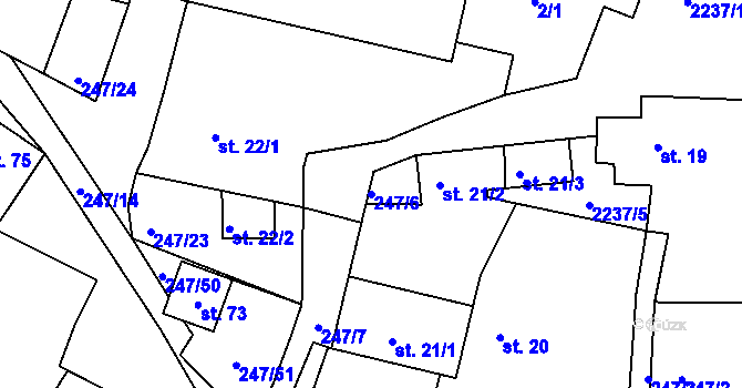 Parcela st. 247/6 v KÚ Hradešice, Katastrální mapa