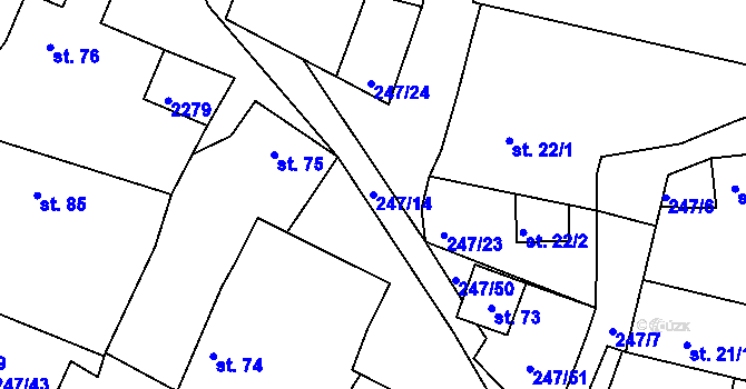 Parcela st. 247/14 v KÚ Hradešice, Katastrální mapa
