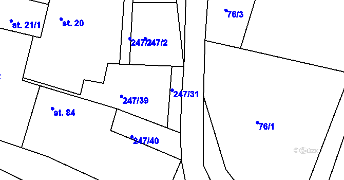 Parcela st. 247/31 v KÚ Hradešice, Katastrální mapa