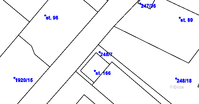 Parcela st. 248/7 v KÚ Hradešice, Katastrální mapa