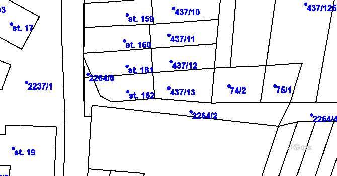Parcela st. 437/13 v KÚ Hradešice, Katastrální mapa