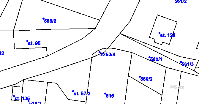 Parcela st. 2253/4 v KÚ Hradešice, Katastrální mapa