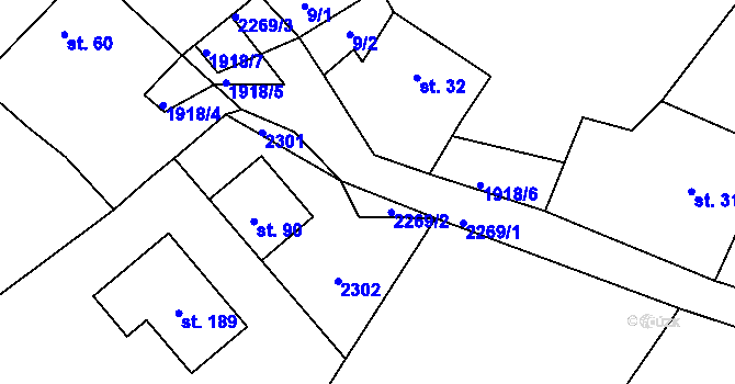 Parcela st. 2269 v KÚ Hradešice, Katastrální mapa