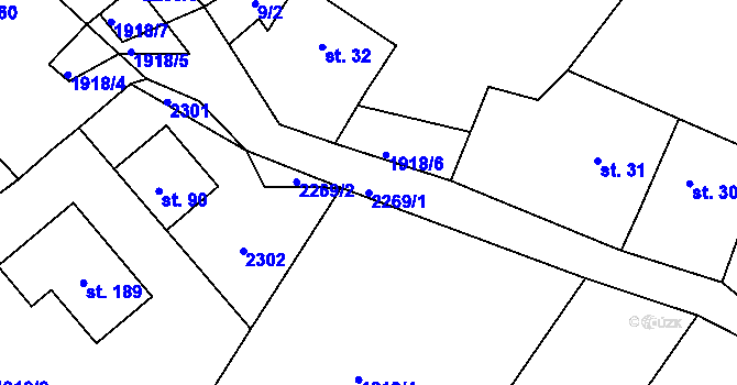 Parcela st. 2269/1 v KÚ Hradešice, Katastrální mapa