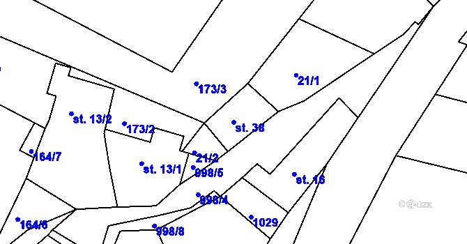 Parcela st. 38 v KÚ Smrkovec u Hradešic, Katastrální mapa