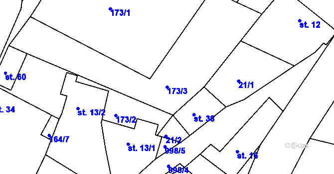 Parcela st. 173/3 v KÚ Smrkovec u Hradešic, Katastrální mapa