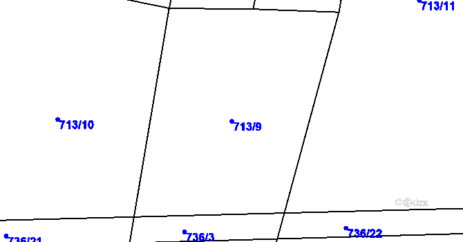 Parcela st. 713/9 v KÚ Smrkovec u Hradešic, Katastrální mapa