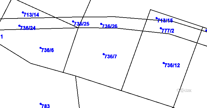 Parcela st. 736/7 v KÚ Smrkovec u Hradešic, Katastrální mapa