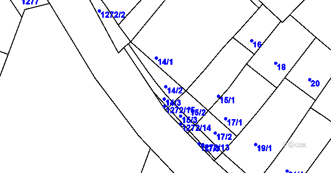 Parcela st. 14/2 v KÚ Hradisko, Katastrální mapa