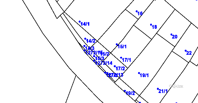 Parcela st. 15/2 v KÚ Hradisko, Katastrální mapa