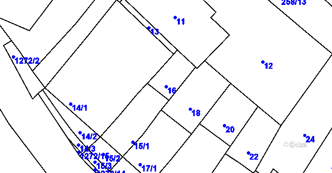 Parcela st. 16 v KÚ Hradisko, Katastrální mapa
