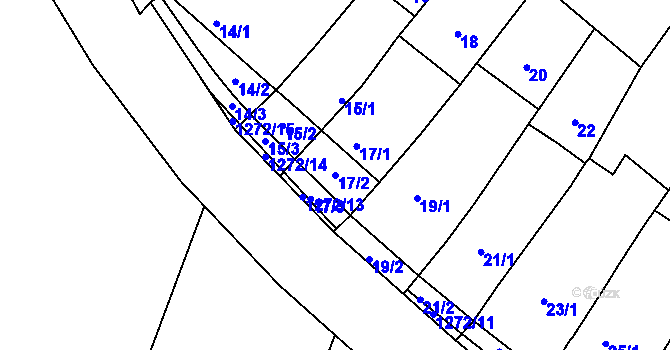Parcela st. 17/2 v KÚ Hradisko, Katastrální mapa
