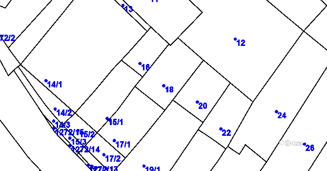 Parcela st. 18 v KÚ Hradisko, Katastrální mapa