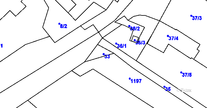 Parcela st. 33 v KÚ Hradisko, Katastrální mapa