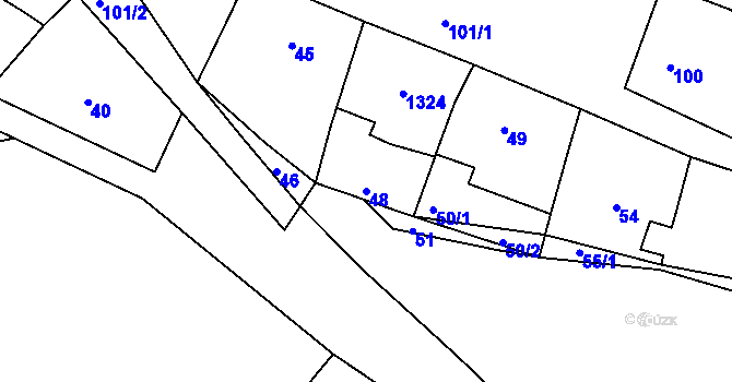 Parcela st. 48 v KÚ Hradisko, Katastrální mapa