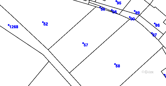 Parcela st. 57 v KÚ Hradisko, Katastrální mapa