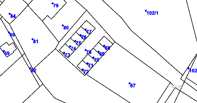 Parcela st. 69 v KÚ Hradisko, Katastrální mapa
