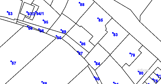 Parcela st. 86 v KÚ Hradisko, Katastrální mapa