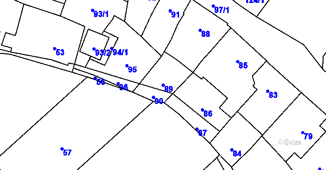 Parcela st. 89 v KÚ Hradisko, Katastrální mapa