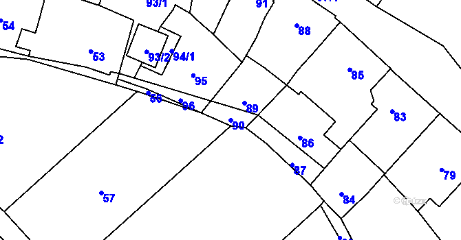 Parcela st. 90 v KÚ Hradisko, Katastrální mapa