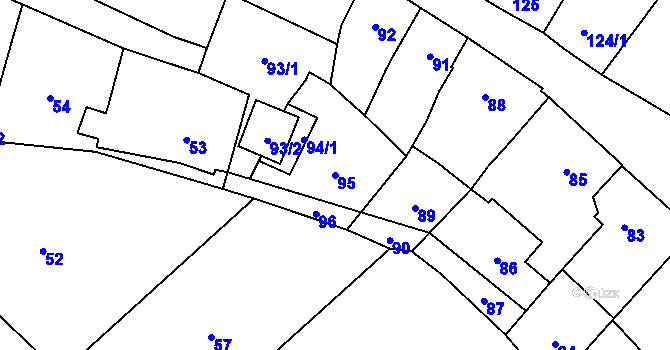 Parcela st. 95 v KÚ Hradisko, Katastrální mapa