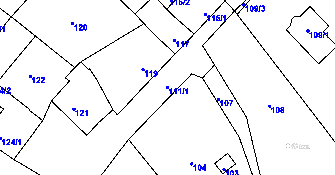 Parcela st. 111/1 v KÚ Hradisko, Katastrální mapa
