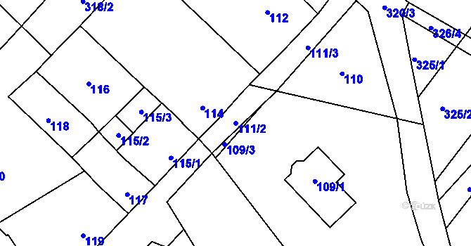 Parcela st. 111/2 v KÚ Hradisko, Katastrální mapa