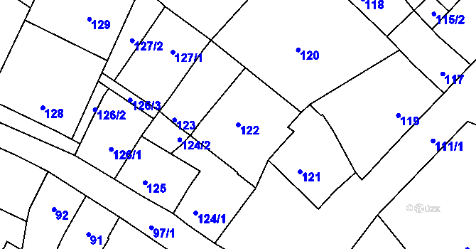 Parcela st. 122 v KÚ Hradisko, Katastrální mapa