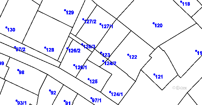 Parcela st. 123 v KÚ Hradisko, Katastrální mapa