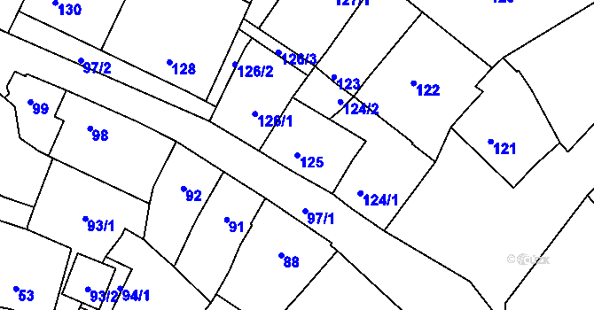 Parcela st. 125 v KÚ Hradisko, Katastrální mapa