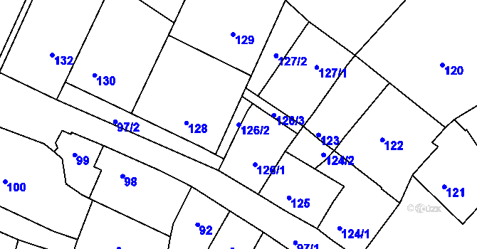 Parcela st. 126/2 v KÚ Hradisko, Katastrální mapa