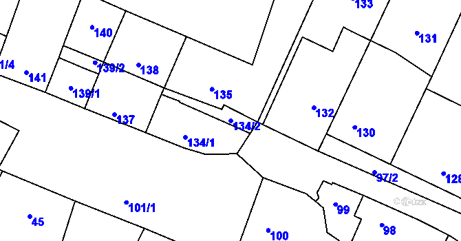 Parcela st. 134/2 v KÚ Hradisko, Katastrální mapa
