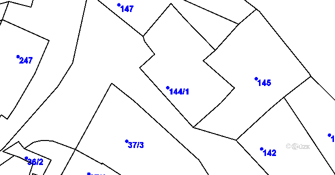 Parcela st. 144/1 v KÚ Hradisko, Katastrální mapa