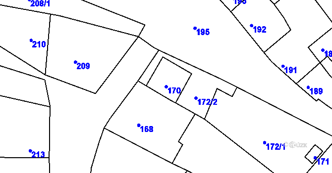 Parcela st. 170 v KÚ Hradisko, Katastrální mapa