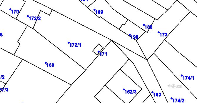 Parcela st. 171 v KÚ Hradisko, Katastrální mapa