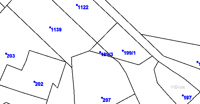 Parcela st. 199/3 v KÚ Hradisko, Katastrální mapa