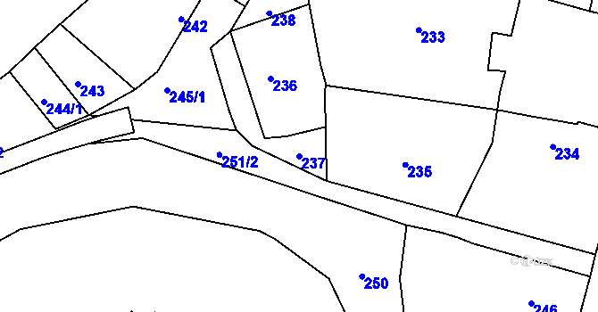 Parcela st. 237 v KÚ Hradisko, Katastrální mapa