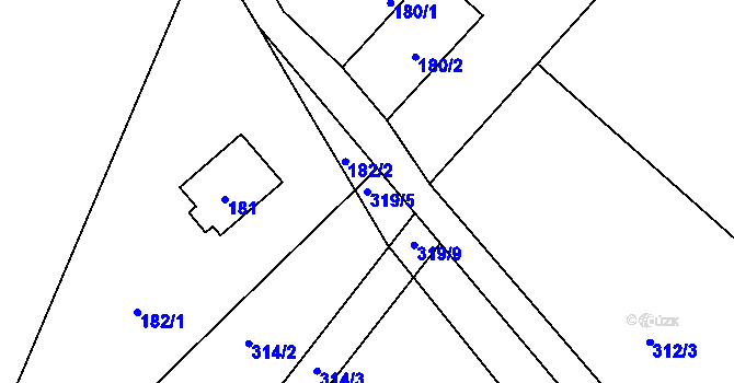 Parcela st. 319/5 v KÚ Hradisko, Katastrální mapa