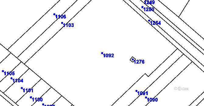 Parcela st. 1092 v KÚ Hradisko, Katastrální mapa