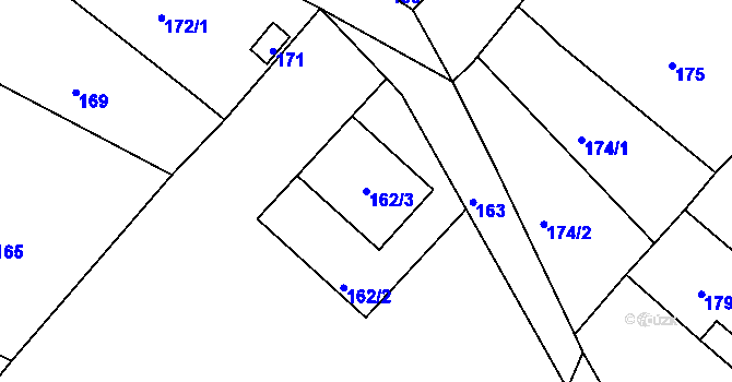 Parcela st. 162/3 v KÚ Hradisko, Katastrální mapa