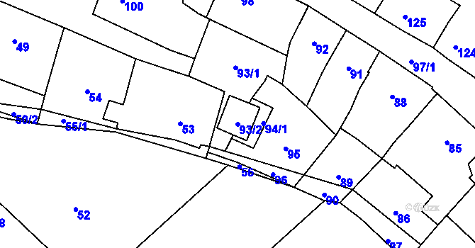 Parcela st. 93/2 v KÚ Hradisko, Katastrální mapa
