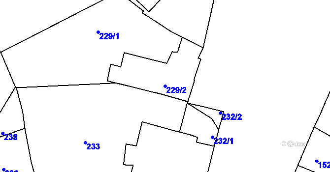 Parcela st. 229/2 v KÚ Hradisko, Katastrální mapa