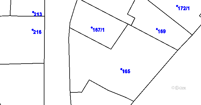 Parcela st. 167/3 v KÚ Hradisko, Katastrální mapa