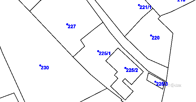 Parcela st. 225/1 v KÚ Hradisko, Katastrální mapa