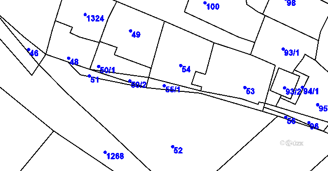 Parcela st. 55/1 v KÚ Hradisko, Katastrální mapa