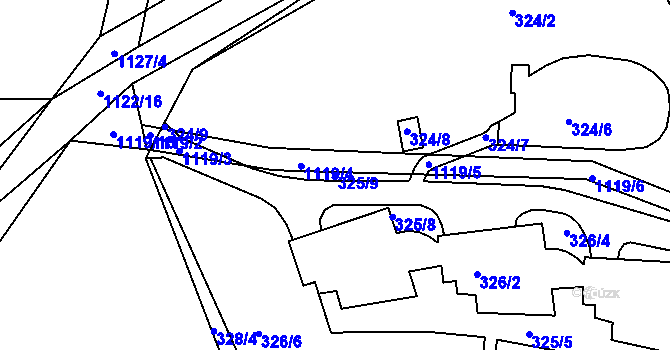 Parcela st. 325/9 v KÚ Hradiště u Domažlic, Katastrální mapa
