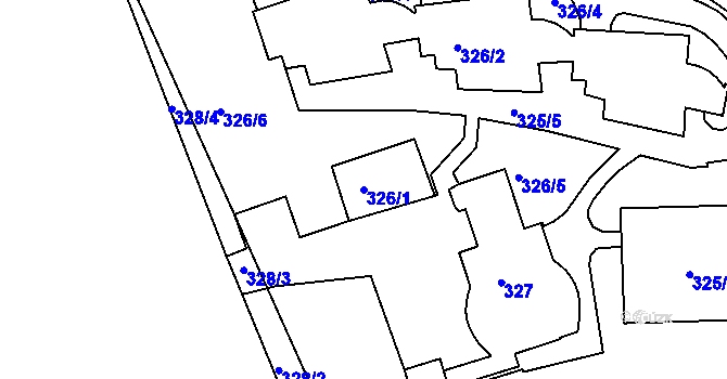 Parcela st. 326/1 v KÚ Hradiště u Domažlic, Katastrální mapa